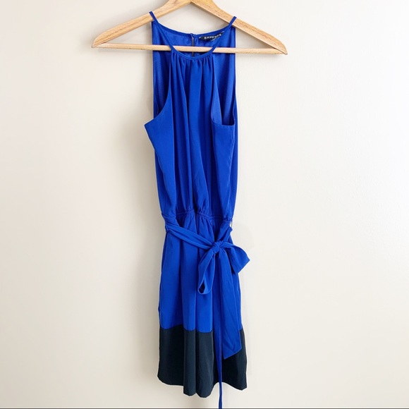 Express royal blue sleeveless dress tie belt XS - Picture 2 of 8